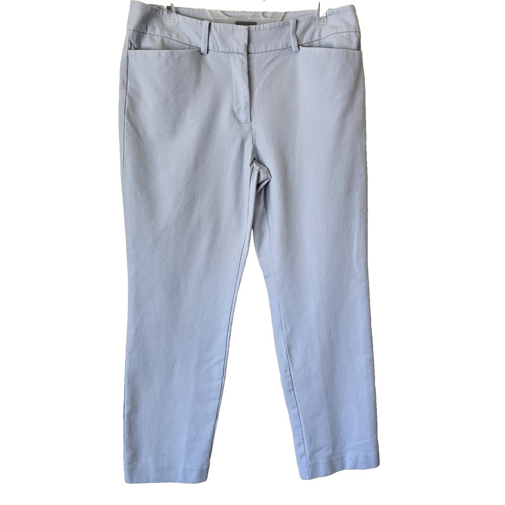 Ann Taylor Cotton Crop Pant Mid Rise Powder Blue Sz 8 Career Preppy Chic Stretch